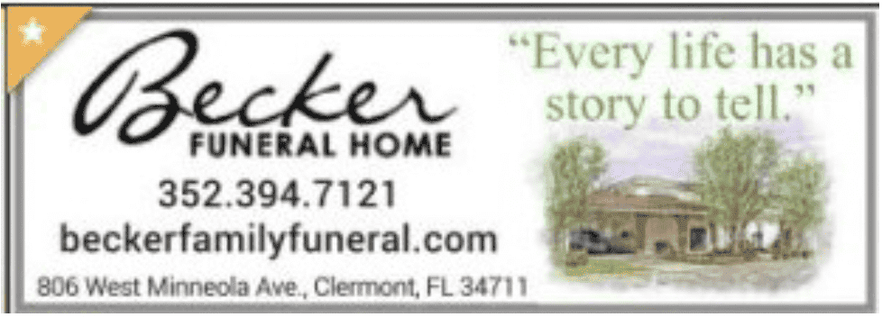 St. Faustina Catholic Church Clermont, FL - Bulletin Advertiser - Becker Family Funeral Home